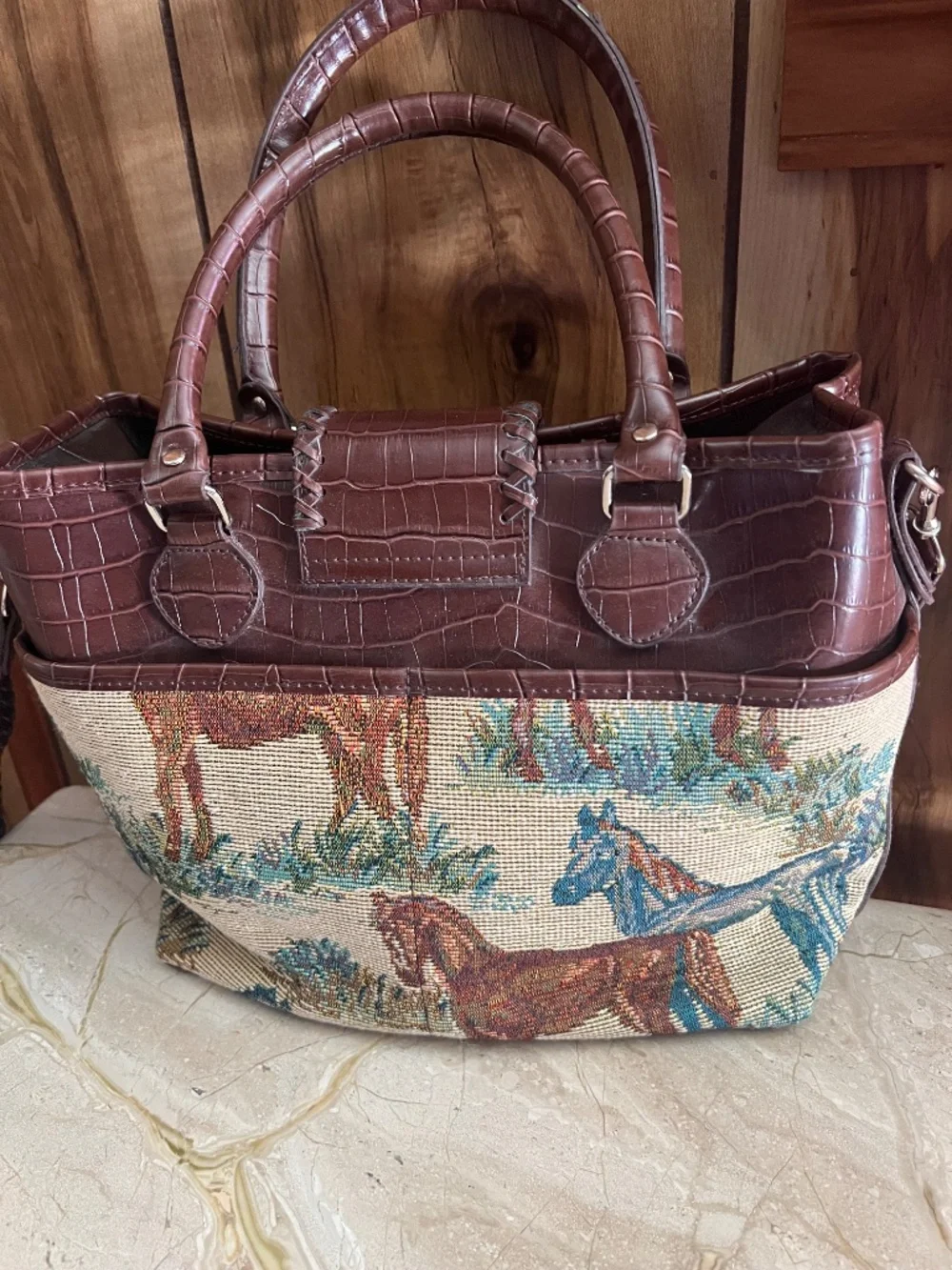 Vintage Texas Leather horse purse